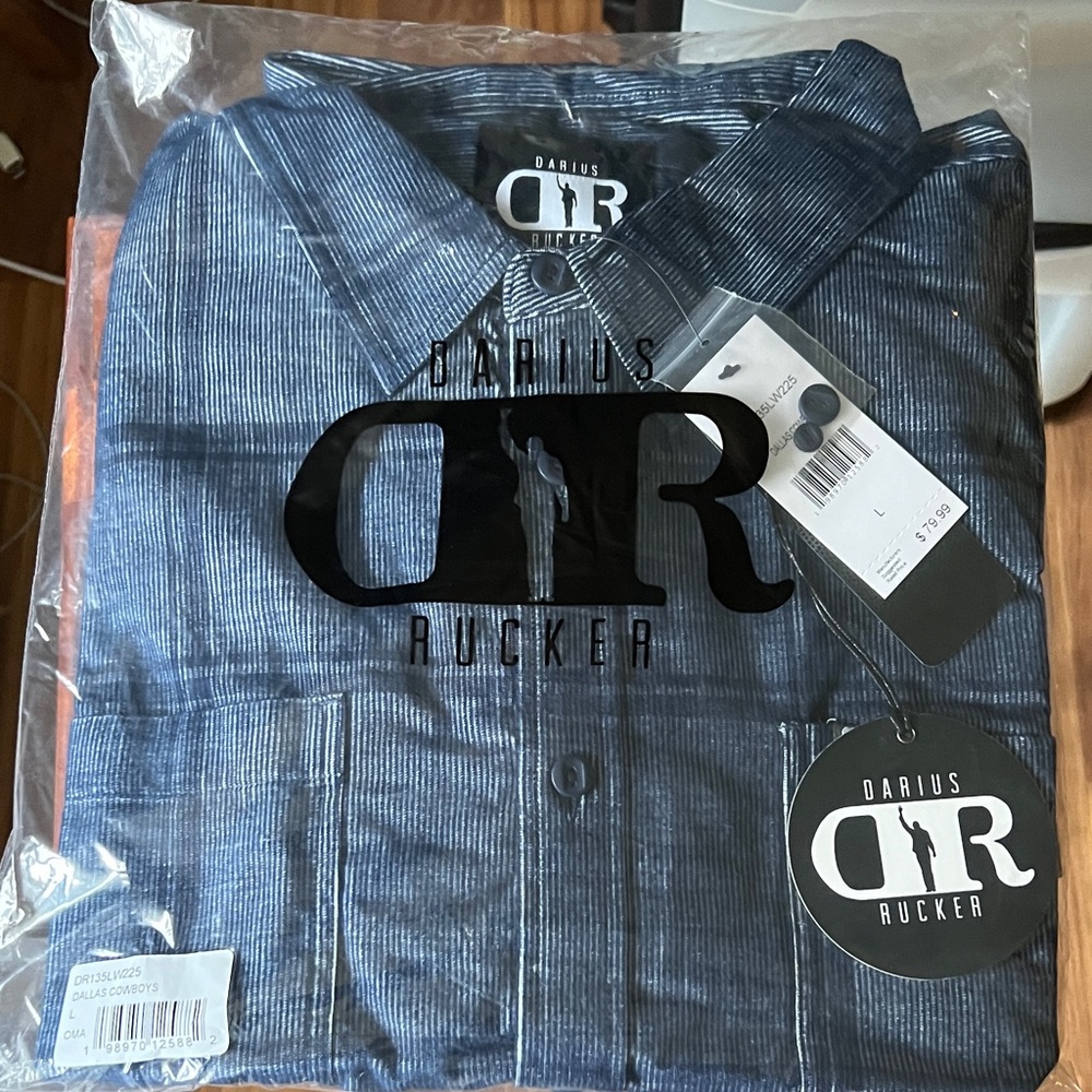 NFL Darius Rucker Men's Button-Down Shirt in Blue and White Pinstripe